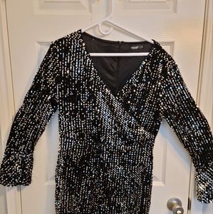 Plus wrap sequin fitted dress